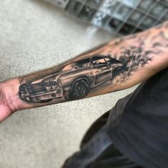 For uncle al Chevelle Tattoo, Car Tattoo Ideas, Chevy Tattoo, Mustang Tattoo, Couple Tattoos Unique Meaningful, Couple Tattoos Unique, Elements Tattoo, Forarm Tattoos, Back Of Shoulder Tattoo