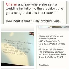 a white board with writing on it next to a sign that says charm and save where she sent wedding invitations letter back