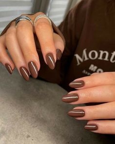 Brown Acrylic Nails, Brown Nail Polish, Unghie Sfumate, Brown Nail, Brown Nails Design, Almond Acrylic Nails, Neutral Nails, Brown Nails