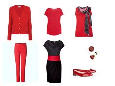 From The vivienne files. I am obsessed with the red top with the black scarf attached. How To Wear A Beret, Red Ballet Flats, Color Combos Outfit, Black Wardrobe, Wear Red, April 2012