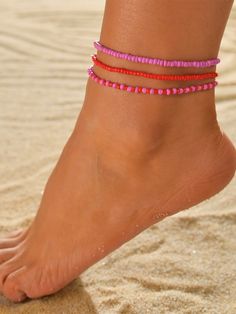 Ankle Bead Bracelets, Bead Anklets Diy, Anklet Ideas Bead, Cute Anklets Beaded, Seed Bead Anklet Ideas, Beaded Anklets Diy, Colorful Anklets, Anklets To Make, Simple Handmade Jewelry