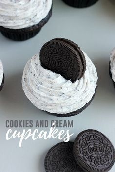 cookies and cream cupcakes with oreo cookies