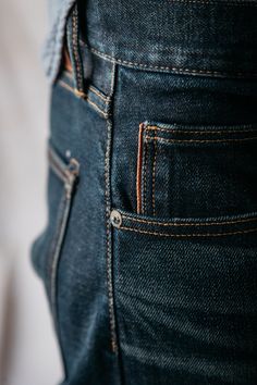 Our premium denim is inspired by the classic vintage blue jean. Our Premium Japanese 4-Way Stretch Selvedge denim story starts in Japan where our fabric is developed at one of the oldest denim mills. We blend a unique 4 way stretch material with selvedge denim to create a specific amount of stretch and comfort you wouldn’t typically get with selvedge denim. This 360 degree of stretch gives the wearer comfort from every angle no matter what they are doing. Our 4-Way Stretch selvedge fabric is wea Recycled Denim Selvedge Jeans In Washed Blue, Classic Medium Wash Jeans With Contrast Stitching, Washed Blue Selvedge Jeans In Recycled Denim, Medium Wash Selvedge Jeans In Recycled Denim, Medium Wash Jeans With Double-needle Stitching, Everyday Dark Wash Jeans With Contrast Stitching, Classic Dark Wash Jeans For Everyday, Everyday Medium Wash Selvedge Jeans, Fitted Selvedge Washed Blue Jeans