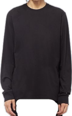 Classic Long Sleeve Tops For Streetwear, Classic Long Sleeve Loungewear Sweatshirt, Classic Long Sleeve Sweatshirt For Streetwear, Classic Long Sleeve Sweatshirt For Loungewear, Black Crew Neck Top With Ribbed Neckline, Black Cotton Turtleneck Sweater, Cotton Long Sleeve Sweatshirt With Elastic Cuffs, Classic Black Sweatshirt With Ribbed Cuffs, Cotton Sweatshirt With Elastic Cuffs