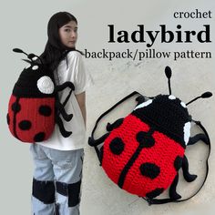 a ladybird backpack / pillow pattern is shown here