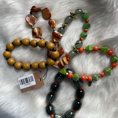 Treska Stack Stretch Bracelet Set Of 5 To Wear Together Or Separate. Mixed Chunky Beads Of Wood, Metal And Acrylic. Such A Pretty Set In Fall Colors. New With Tags. One Bead Does Have A Chip, But Doesn’t Really Detract From Wear. Treska Playa Collection. Orange Beaded Bracelets For Everyday Wear, Everyday Brown Bracelets With Colorful Beads, Brown Bracelets With Large Beads, Brown Beaded Bracelets Perfect For Gifts, Brown Beaded Bracelets With Large Beads For Casual Wear, Casual Brown Beaded Bracelets With Large Beads, Casual Brown Bracelets With Large Beads, Casual Brown Beaded Bracelets With Colorful Beads, Casual Brown Jewelry With Colorful Beads