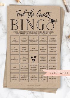 a printable wedding game for the guests to play