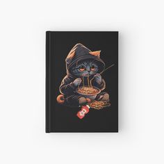 a black cat in a witches costume eating cereal