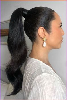 Lina Noory on Instagram: \ Slick Ponytail Bridesmaid Hair, Sleek Ponytail High, Simple High Ponytail Hairstyles, High Ponytail Formal, Bridal High Ponytail, High Slick Ponytail, Slick Back High Ponytail, Black High Ponytail, High Ponytail Prom