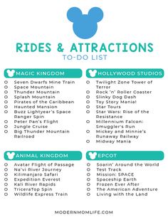 the disney world rides and attractions to do list