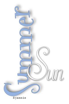 an image of the word summer written in white and blue