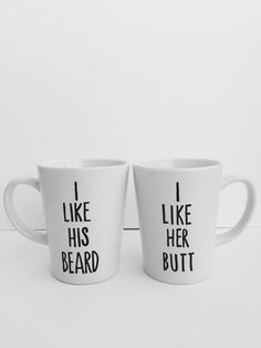 His and hers mugs. Sharpie Crafts, Cups And Mugs, Mug Cup, Sake, Just In Case, Coffee Shop, Coffee Tea, Coffee Cups, Tea Cups