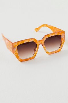 Stay in the shade with these so chic sunnies featured in an oversized design with bold square frames. * Tinted lenses * Wide temples | Bel Air Square Sunglasses by Free People in Yellow Square Sunglasses With Uv Protection For Spring, Trendy Square Sunglasses For Spring, Trendy Orange Square Frame Sunglasses, Square Sunglasses With Tinted Lenses For Spring, Summer Orange Sunglasses With Gradient Lenses, The Shade, Bel Air, Square Frames, Square Sunglasses