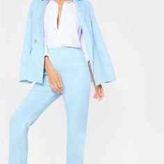 Plus Co Ord Basic Cigarette Trousers Babay Blue Ussize 12 Wy January Wardrobe, Formal Pant Shirt, Formal Pant, Boyfriend Blazer, High Waist Fashion, Jumpsuit Trousers, Trouser Suits, Pant Shirt, Co Ord