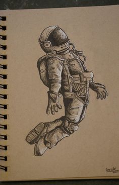 a drawing of an astronaut floating in the air