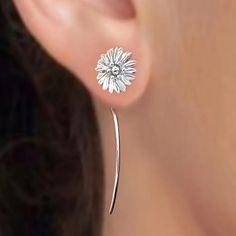 Silver Tone Minimalist Style Chrysanthemum Flower Drop Earrings. Drop Though Design For Easy Wearing. Lightweight And Nwot! Daisy Earrings, Small Earrings Studs, Sterling Silver Dangle Earrings, Bar Earrings, Heart Earrings Studs, Girls Earrings, Silver Earrings Dangle, 925 Sterling Silver Earrings, Chrysanthemum