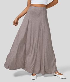 Women’s High Waisted Side Zipper Maxi Casual Flare Skirt - Halara Yarn Sizes, Bleach Wash, Brown Floral, Grey Floral, Bottom Clothes, Invisible Zipper, Flare Skirt, Side Zipper, Inside Out