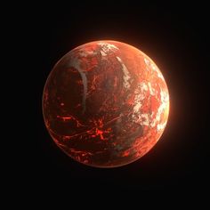 an artist's rendering of a red planet in space