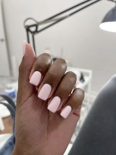 Trendy Gel Nails Square, Baby Pink Design Nails, Soft Pink Nails Black Women, Dip Powder Nails Black Women, Light Pink Gel Nails Short, Short Natural Acrylic Nails, Short Plain Nails, Baby Pink Acrylic Nails, Pink Nail Inspo