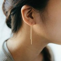 Gold Thread Earrings, Thread Chains, Tassel Earing, Balance Beam, Prom Earrings, Thread Earrings, Modern Bar, Bar Earrings, Gold Threads