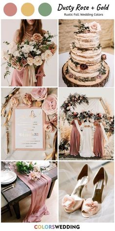 wedding color palettes for dusty rose and gold