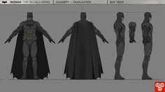 the batman costume is shown in three different poses