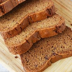 slices of banana bread on a cutting board