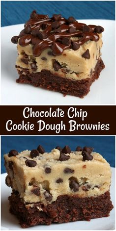 chocolate chip cookie dough brownies on a plate