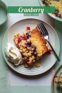 a piece of cranberry dump cake on a plate