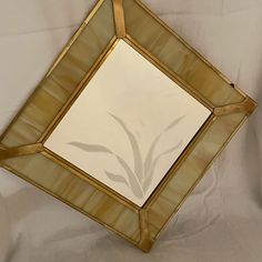 1970’s Vintage slag glass mirror with etched glass and brass border & accents Etched Glass, Glass Etching, Glass Mirror, Etching, Fashion Shop, Buy And Sell, Brass, For Free, Mirror