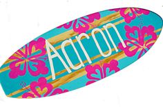 a blue and pink surfboard with the word acro on it's side