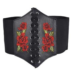 This Beautiful Rose Embroidery Pattern Lace-up Corset Belt, Tied Corset Waist Belt is made of high-quality materials and has a rose pattern on it. It can be used as a decorative accessory for all kinds of dresses, jumpsuits, or cardigans. It will be a perfect accessory that you can never miss in your wardrobe, you have the freedom to show off the beautiful waistline of your body by putting the belt on. You can buy one to decoration your outfit now. Please check the measurement chart carefully be Belt Embroidery, Corset Waist Belt, Bridal Bustier, Cincher Belt, Rose Embroidery Pattern, Corset Underbust, Adjustable Dress, Waist Corset, Corset Belt