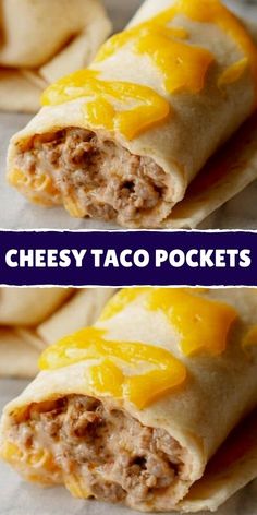 cheesy taco pockets with cheese on top