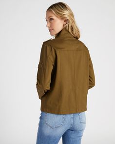 Good news, the versatile look of this utility jacket equals easy everyday outfit pairing. Classic fit with a snap-zip front and five functional pockets. Made of breathable cotton for year-round use. | Utility Jacket for Women in Dark Olive, Size XL by Thread & Supply from Wantable Utility Style Khaki Outerwear For Fall, Khaki Utility Outerwear For Fall, Utility Button-up Top With Multiple Pockets, Utility Tops With Multiple Pockets And Relaxed Fit, Spring Cargo Style Button-up Outerwear, Cotton Parka For Workwear In Fall, Casual Shacket With Cargo Pockets For Fall, Outdoor Fall Tops With Side Pockets, Fall Tops With Side Pockets