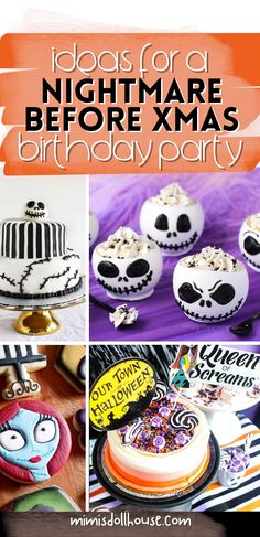 Looking for some amazing ideas for a Nightmare Before Christmas themed party? These ideas are great for a baby shower or birthday party. They are even perfect for a Jack Skellington themed Halloween party. The possibilities are endless. Check out all the fun ideas and delicious treats...you won't be spooked by these easy, adorable ideas! Jack Themed Birthday Party, Jack And Sally Party Ideas, Jack Skeleton Birthday Party Ideas, The Nightmare Before Christmas Birthday Party, Nightmare Before Christmas 2nd Birthday, Jack Skellington Birthday Party Ideas