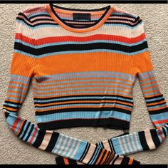 Brand New With Tags. Diesel Black Gold Collection Multi Color Long Sleeve Stretch Trendy Crop Top. Size Xs. Orange Color Block Tops For Fall, Fall Orange Color Block Tops, Casual Multicolor Ribbed Top, Trendy Orange Color Block Tops, Multicolor Long Sleeve Ribbed Top, Orange Ribbed Crew Neck Top, Multicolor Ribbed Long Sleeve Tops, Fitted Multicolor Ribbed Top, Casual Orange Ribbed Top