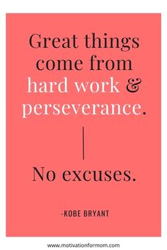 a quote that says great things come from hard work and perseverance no excuses