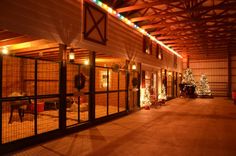 the inside of a building decorated for christmas