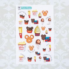 the stickers are designed to look like mickey mouse's food and drink items