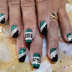 Eagles Nail Art, Philly Nails, Eagles Design