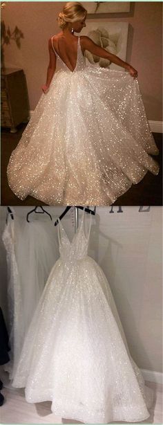 the back and side of a wedding dress with sequins on it, as well as