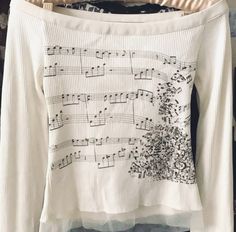 Music Note Shirt, Piano Clothes, Makeup Boxes, Off The Shoulder Long Sleeve, Style Savvy, Cute Fit, Other Outfits, Music Notes