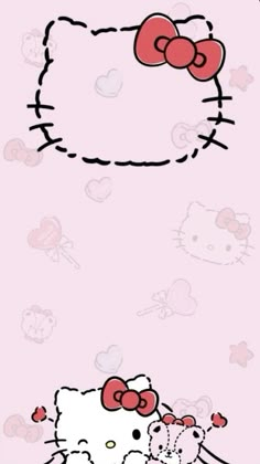 the hello kitty wallpaper is pink and has hearts on it