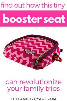 a pink bag with the words booster seat on it and an image of a dog in