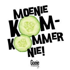 two cucumbers with the words meenie kom - kommer ne on them