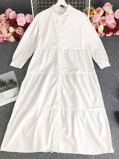 SPECIFICATIONS Elasticity: Slight Strech Sleeve Style: Regular Fabric Type: cotton blend Pattern Type: Solid Fit Type: LOOSE Silhouette: A-LINE Neckline: Turn-down Collar Decoration: Edible Tree Fungus Style: Office Lady Dresses Length: Mid-Calf Material: COTTON Material: Polyester Age: MIDDLE AGE Origin: Mainland China CN: Shandong Season: Spring/Summer Closure Type: Single Breasted Type: Regular Material Composition: Synthetic fiber Waistline: Natural Factors Sleeve Length(cm): Full Release Da Dress Streetwear, Summer Dress For Women, Y2k Dresses, Office Dresses For Women, Holiday Party Dresses, Cosplay Dress, Style Office, Office Lady, Streetwear Women