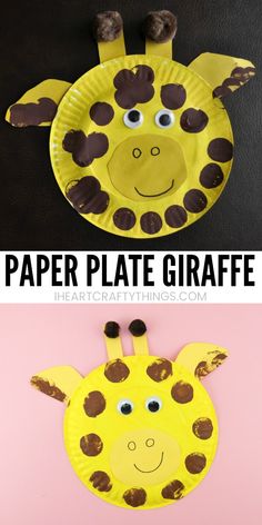 paper plate giraffe craft for kids to make it looks like they are eating