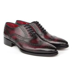 Paul Parkman 66BRD94 Men's Shoes Burgundy Hand Painted Leather Goodyear Welted Wingtip Oxfords (PM6399) Material: Hand Painted Leather Color: Burgundy Hardware: None Outer Sole: Leather Sole Handmade wingtip oxford shoes for men. Goodyear welted construction. Bordeaux burnished hand-painted leather upper Leather lining and inner sole Comes with Original box and dustbag. PAUL PARKMAN creations are all made strictly by hand in a small factory in limited numbers. They feature obsessive research int Oxford Shoes For Men, Wingtip Oxford Shoes, Brown Oxfords, Smart Casual Men, Oxford Blue, Oxford Shoes Men, Wingtip Oxford, Hand Painted Leather, Painting Leather