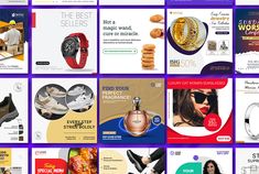 the collage has many different ads for jewelry and watches on it's sides