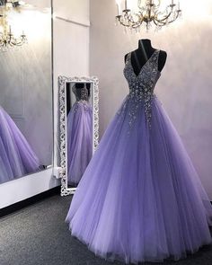 Amazing V Neck Beading Lavender Ball Gown Puffy Girls Sweet Quinceanera Dresses Sweet 16 Dresses Purple, Lavender Sweet 16 Dresses, Purple Sweet 16 Dresses, Tangled Quince, Lavender Ball Gown, Princess Dress Prom, Gown Pictures, Ocean Wedding, Purple Prom